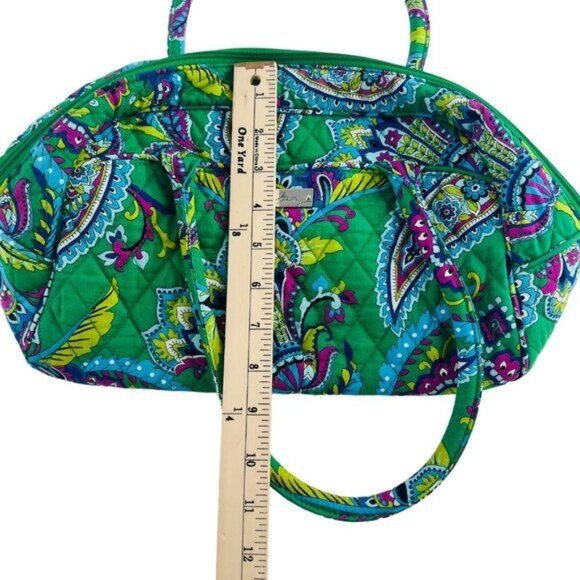 Vera Bradley Paisley Print Quilted Handbag - 12" x 6" - Green & Blue - Picture 6 of 8